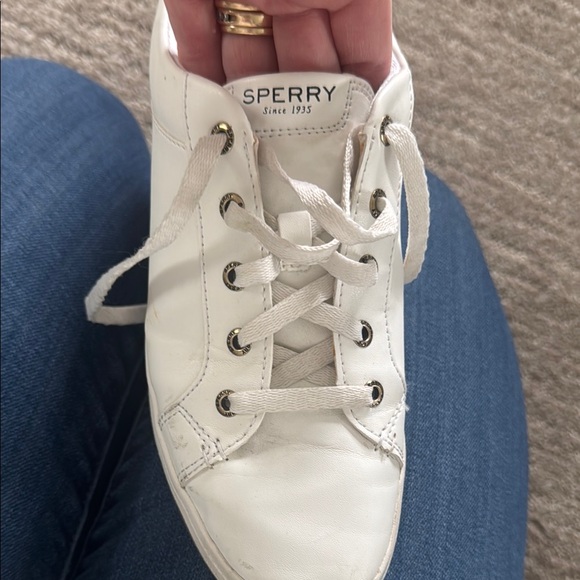 Sperry Women's White Leather Top-sider Sneakers - Picture 7 of 9